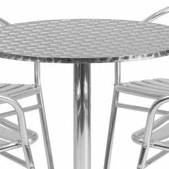 Emma+Oliver Emma And Oliver 31.5" Round Aluminum Table Set With 4 Slat Back Chairs -Emma+Oliver shop unnamed file 6023