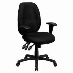 Emma+Oliver Emma And Oliver High Back Navy Fabric Ergonomic Swivel Office Chair With Adjustable Arms Black