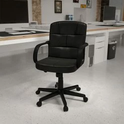 Alternative view of Emma+Oliver Emma And Oliver Mid-Back Black LeatherSoft Swivel Task Office Chair With Arms