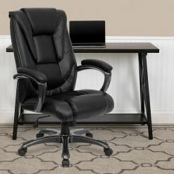 Alternative view of Emma+Oliver Emma And Oliver High Back Black LeatherSoft Layered Ergonomic Office Chair With Smoke Metal Base