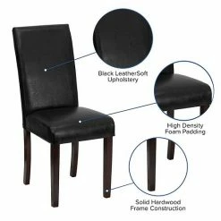 Emma+Oliver Emma And Oliver 6 Pack Contemporary Black Faux Leather Panel Back Parsons Chair With High Density Foam Padding And Mahogany Finished Hardwood Frame -Emma+Oliver shop unnamed file 6053