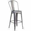 Emma+Oliver Emma And Oliver 30"H Clear Coated Indoor Counter Height Stool With Back