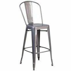 Emma+Oliver Emma And Oliver 30"H Clear Coated Indoor Counter Height Stool With Back