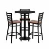 Emma+Oliver Emma And Oliver 30" Round Black Laminate Table Set, 3 Ladder Back Metal Barstools
