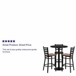 Emma+Oliver Emma And Oliver 30" Round Black Laminate Table Set, 3 Ladder Back Metal Barstools -Emma+Oliver shop unnamed file 6077