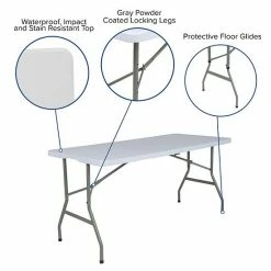 Emma+Oliver Emma And Oliver 4.97-Foot Bi-Fold Granite White Plastic Folding Table With Handle - Event Table 2 Emma+Oliver Emma And Oliver 4.97-Foot Bi-Fold Granite White Plastic Folding Table With Handle - Event Table -Emma+Oliver shop unnamed file 610