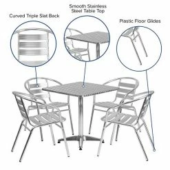 Emma+Oliver Emma And Oliver 27.5" Square Aluminum Table Set With 4 Slat Back Chairs 7 Emma+Oliver Emma And Oliver 27.5" Square Aluminum Table Set With 4 Slat Back Chairs -Emma+Oliver shop unnamed file 6102