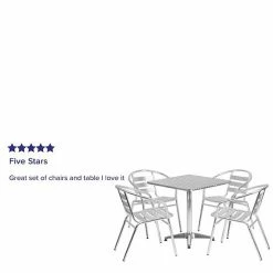 Emma+Oliver Emma And Oliver 27.5" Square Aluminum Table Set With 4 Slat Back Chairs 9 Emma+Oliver Emma And Oliver 27.5" Square Aluminum Table Set With 4 Slat Back Chairs -Emma+Oliver shop unnamed file 6104