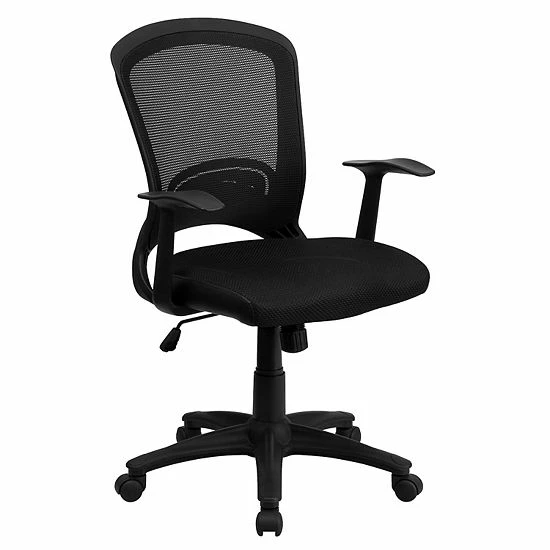 Emma+Oliver Emma And Oliver Mid-Back Designer Black Mesh Swivel Task Office Chair With Arms 1 Emma+Oliver Emma And Oliver Mid-Back Designer Black Mesh Swivel Task Office Chair With Arms
