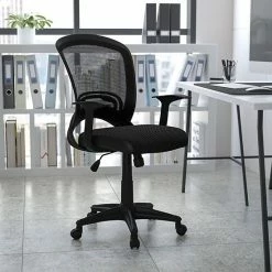 Alternative view of Emma+Oliver Emma And Oliver Mid-Back Designer Black Mesh Swivel Task Office Chair With Arms