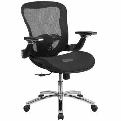 Emma+Oliver Emma And Oliver Mid-Back Transparent Black Mesh Synchro-Tilt Swivel Ergonomic Office Chair
