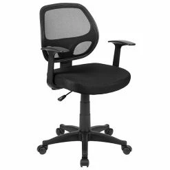 Emma+Oliver Emma And Oliver Mid-Back Black Mesh Swivel Task Office Chair With T-Arms