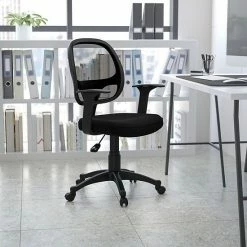 Alternative view of Emma+Oliver Emma And Oliver Mid-Back Black Mesh Swivel Task Office Chair With T-Arms