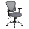 Emma+Oliver Emma And Oliver Mid-Back Orange Mesh Swivel Task Office Chair With Chrome Base And Arms Gray