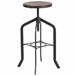 Emma+Oliver Emma And Oliver 30" Barstool With Adjustable Wood Seat