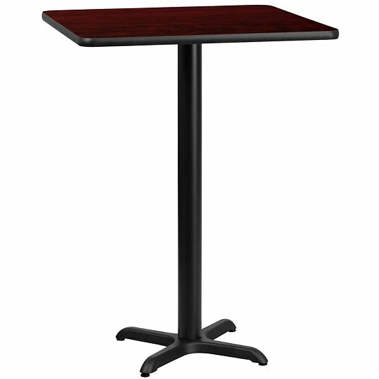 Emma+Oliver Emma And Oliver 30" Square Walnut Laminate Bar Table Top-22"x22" Base Mahogany 1 Emma+Oliver Emma And Oliver 30" Square Walnut Laminate Bar Table Top-22"x22" Base Mahogany
