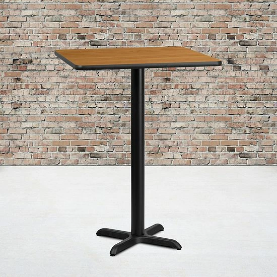 Emma+Oliver Emma And Oliver 30" Square Walnut Laminate Bar Table Top-22"x22" Base Mahogany 2 Emma+Oliver Emma And Oliver 30" Square Walnut Laminate Bar Table Top-22"x22" Base Mahogany - Image 2