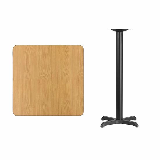 Emma+Oliver Emma And Oliver 30" Square Walnut Laminate Bar Table Top-22"x22" Base Mahogany 4 Emma+Oliver Emma And Oliver 30" Square Walnut Laminate Bar Table Top-22"x22" Base Mahogany - Image 4