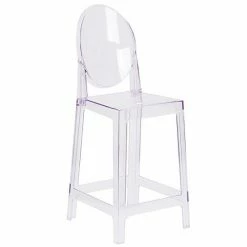 Emma+Oliver Emma And Oliver Ghost Counter Stool With Oval Back In Transparent Crystal