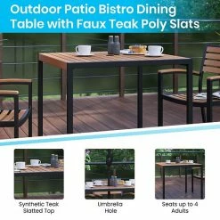 Emma+Oliver Emma And Oliver 3 Piece Patio Table Set - Synthetic Teak Poly Slats - 35" Square Steel Framed Table With Umbrella Holder Hole - 2 Stackable Club Chairs 7 Emma+Oliver Emma And Oliver 3 Piece Patio Table Set - Synthetic Teak Poly Slats - 35" Square Steel Framed Table With Umbrella Holder Hole - 2 Stackable Club Chairs -Emma+Oliver shop unnamed file 6158