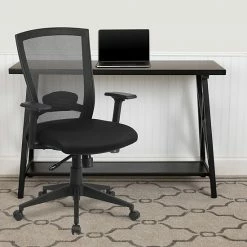 Alternative view of Emma+Oliver Emma And Oliver Mid-Back Black Mesh Swivel Ergonomic Office Chair Back Angle Adjustment And Arms