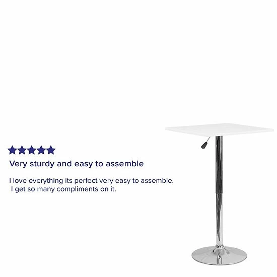 Emma+Oliver Emma and Oliver 23.75" Square 33" - 40.5" Adjustable Height White Wood Table Emma+Oliver Emma And Oliver 23.75" Square 33" - 40.5" Adjustable Height White Wood Table -Emma+Oliver shop unnamed file 6184