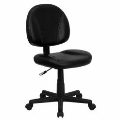 Emma+Oliver Emma And Oliver Mid-Back Black LeatherSoft Ergonomic Task Office Chair - Back Depth Adjustment
