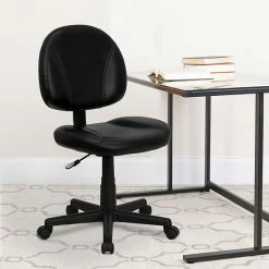 Alternative view of Emma+Oliver Emma And Oliver Mid-Back Black LeatherSoft Ergonomic Task Office Chair - Back Depth Adjustment