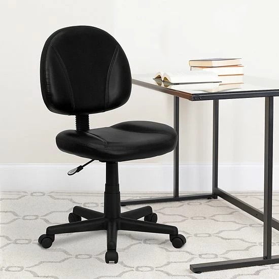 Emma+Oliver Emma And Oliver Mid-Back Black LeatherSoft Ergonomic Task Office Chair - Back Depth Adjustment 2 Emma+Oliver Emma And Oliver Mid-Back Black LeatherSoft Ergonomic Task Office Chair - Back Depth Adjustment - Image 2