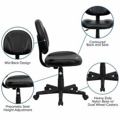 Emma+Oliver Emma And Oliver Mid-Back Black LeatherSoft Ergonomic Task Office Chair - Back Depth Adjustment 7 Emma+Oliver Emma And Oliver Mid-Back Black LeatherSoft Ergonomic Task Office Chair - Back Depth Adjustment -Emma+Oliver shop unnamed file 6198