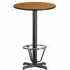 Emma+Oliver Emma And Oliver 24"RD Walnut Laminate Bar Table Top-22"x22" Base/Foot Ring Natural