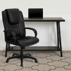 Alternative view of Emma+Oliver Emma And Oliver High Back Black LeatherSoft Oversized Headrest Executive Swivel Office Chair