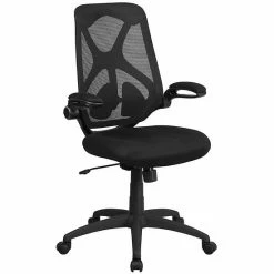Emma+Oliver Emma And Oliver High Back Black Mesh 2-Paddle Ergonomic Office Chair Adjustable Lumbar, Arms