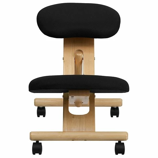 Emma+Oliver Emma And Oliver Mobile Wooden Ergonomic Kneeling Office Chair In Black Fabric 4 Emma+Oliver Emma And Oliver Mobile Wooden Ergonomic Kneeling Office Chair In Black Fabric - Image 4