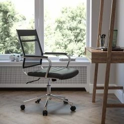 Alternative view of Emma+Oliver Emma And Oliver Mid-Back Black Mesh Executive Swivel Office Chair With LeatherSoft Seat