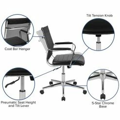 Emma+Oliver Emma And Oliver Mid-Back Black Mesh Executive Swivel Office Chair With LeatherSoft Seat -Emma+Oliver shop unnamed file 6224