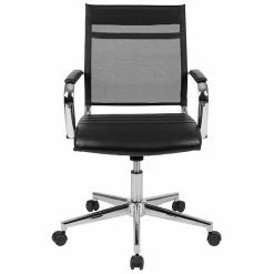 Emma+Oliver Emma And Oliver Mid-Back Black Mesh Executive Swivel Office Chair With LeatherSoft Seat -Emma+Oliver shop unnamed file 6225