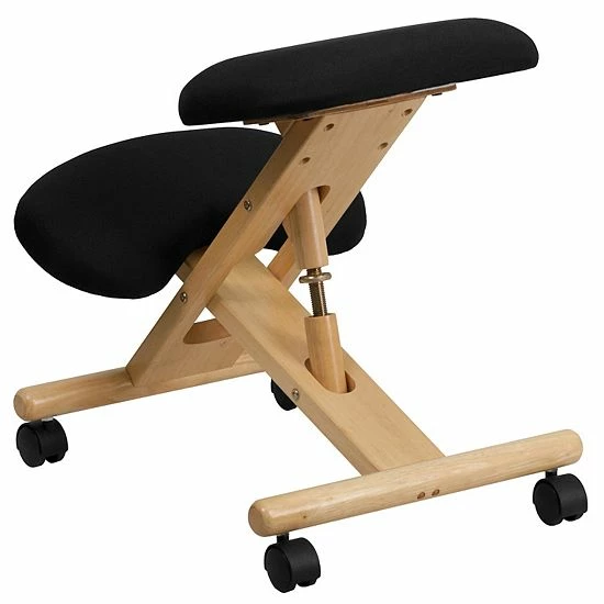 Emma+Oliver Emma And Oliver Mobile Wooden Ergonomic Kneeling Office Chair In Black Fabric 5 Emma+Oliver Emma And Oliver Mobile Wooden Ergonomic Kneeling Office Chair In Black Fabric - Image 5