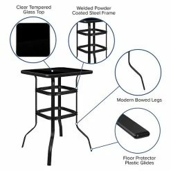 Emma+Oliver Emma And Oliver 5 Piece Outdoor Bar Height Set-Glass Patio Bar Table-Gray All-Weather Barstools Black -Emma+Oliver shop unnamed file 6232