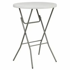 Emma+Oliver Emma And Oliver 2.63-Foot Round Granite White Plastic Bar Height Folding Event Table