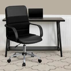 Alternative view of Emma+Oliver Emma And Oliver Mid-Back Black LeatherSoft And Mesh Swivel Task Office Chair With Arms