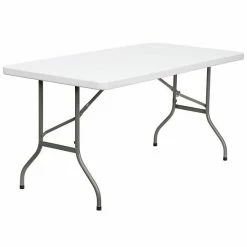 Emma+Oliver Emma And Oliver 5-Foot Granite White Plastic Folding Table - Banquet / Event Folding Table