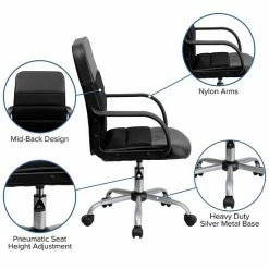 Emma+Oliver Emma And Oliver Mid-Back Black LeatherSoft And Mesh Swivel Task Office Chair With Arms -Emma+Oliver shop unnamed file 626