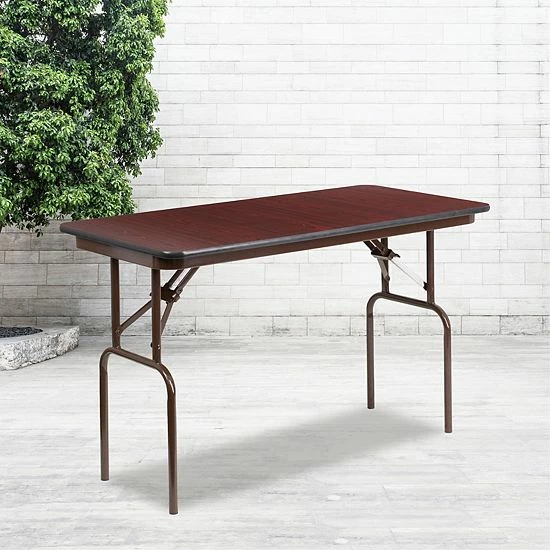 Emma+Oliver Emma And Oliver 4-Foot Mahogany Melamine Laminate Folding Banquet Table 2 Emma+Oliver Emma And Oliver 4-Foot Mahogany Melamine Laminate Folding Banquet Table - Image 2