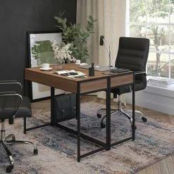 Emma+Oliver Emma And Oliver Computer Desk With Two Long Drawers In Rustic Wood Grain Finish 7 Emma+Oliver Emma And Oliver Computer Desk With Two Long Drawers In Rustic Wood Grain Finish -Emma+Oliver shop unnamed file 6267