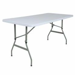 Emma+Oliver Emma And Oliver 4.93-Foot Height Adjustable Granite White Plastic Folding Table - Activity Table