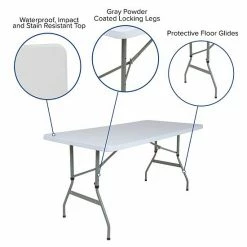 Emma+Oliver Emma And Oliver 4.93-Foot Height Adjustable Granite White Plastic Folding Table - Activity Table -Emma+Oliver shop unnamed file 6300
