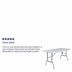 Emma+Oliver Emma And Oliver 4.93-Foot Height Adjustable Granite White Plastic Folding Table - Activity Table -Emma+Oliver shop unnamed file 6302