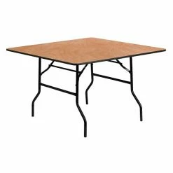 Emma+Oliver Emma And Oliver 4-Foot Square Wood Folding Banquet Table - Event & Catering Table