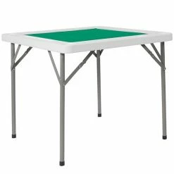 Emma+Oliver Emma And Oliver 34.5" Square 4-Player Folding Card Game Table With Green Felt And Cup Holders